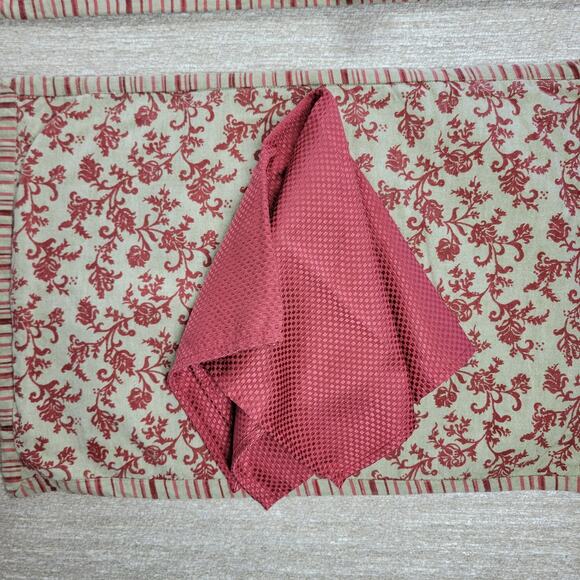 Arhaus Damask Floral Placemats Napkins Red Tan  Cotton Set of 4 - Picture 13 of 16